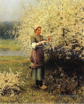 Daniel Peintre - Paysagiste Spring Blossoms Daniel Ridgway Chevalier Fleurs impressionnistes